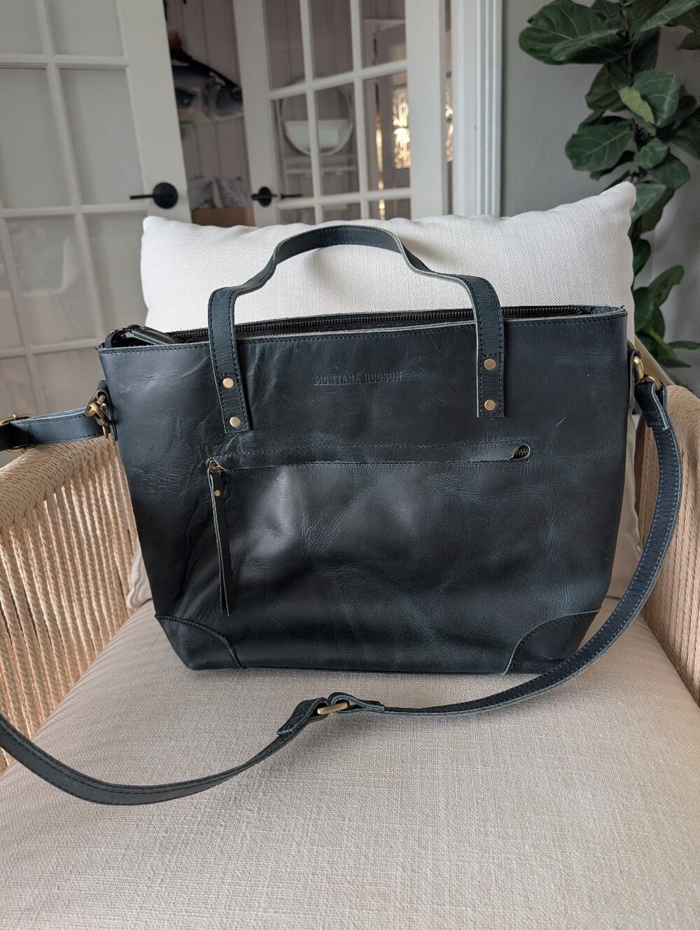Montana Hudson Leather Tote Bag Multi Purpose Work, Travel, School - Picture 2 of 16